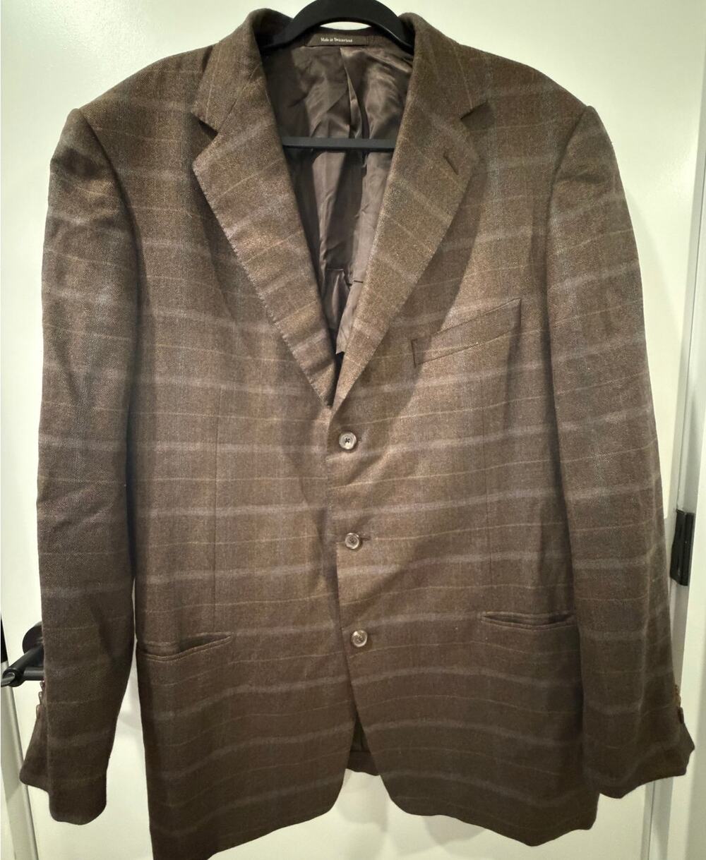 Ermenegildo Zegna 100% Cashmere Striped Brown Blazer Big & Tall Classic Designer